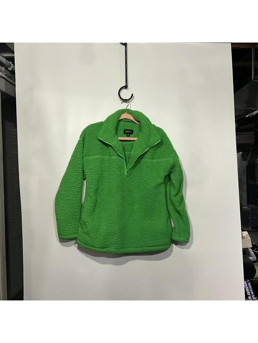 Zenana Green Fleece Pullover Jacket Size Small